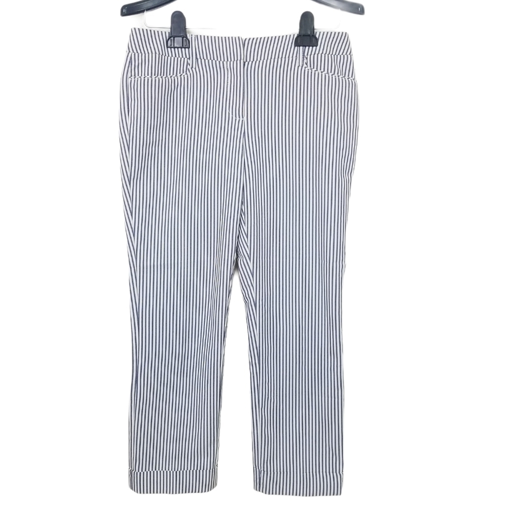 New York & Company 7th Avenue Striped Crop Trouser